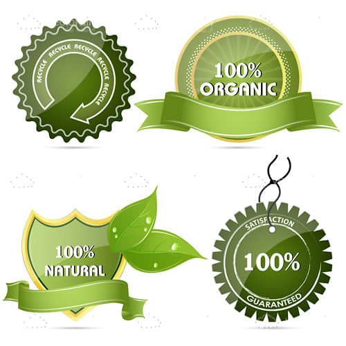 100% Organic Food Label Icons 4 Pack